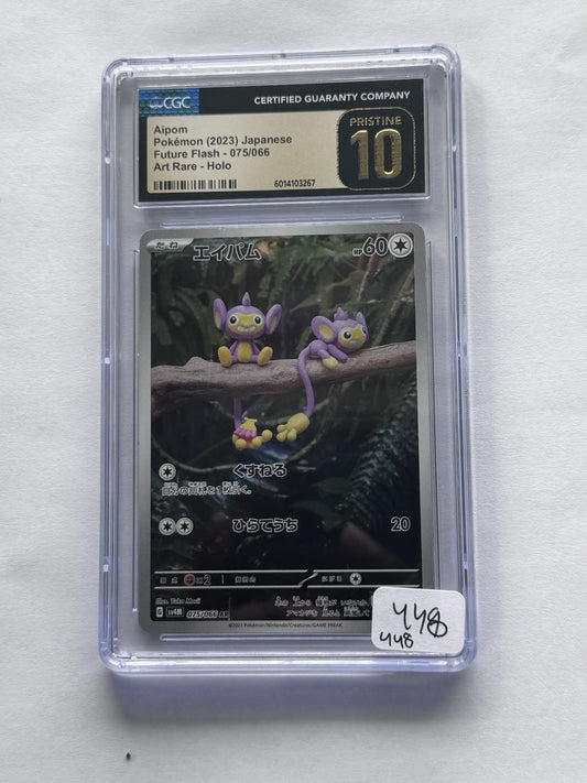 Aipom 075/066 AR CGC Pristine 10 Japanese Future Flash Holo Pokemon Yuka Morii